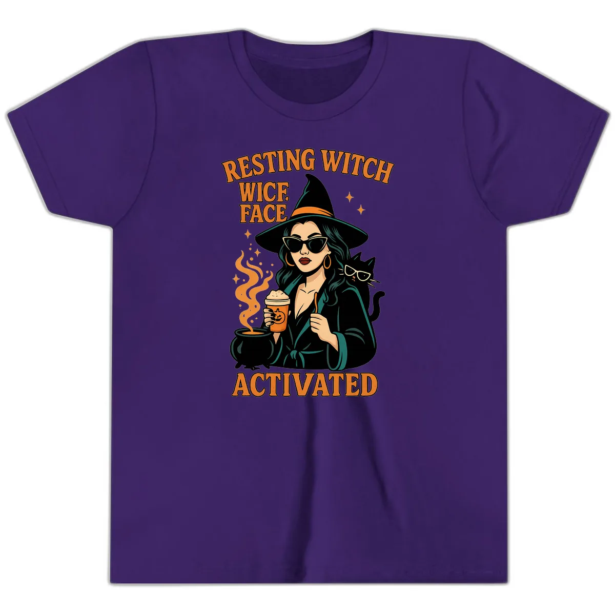Resting Witch Face Activated Youth T-Shirt in Team Purple