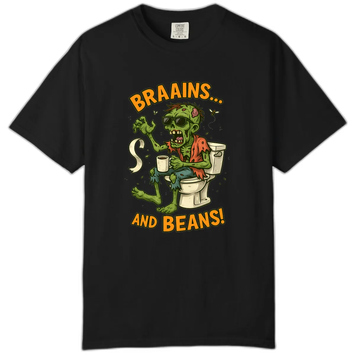 Zombie Morning Routine Humor Comfort Color in Black