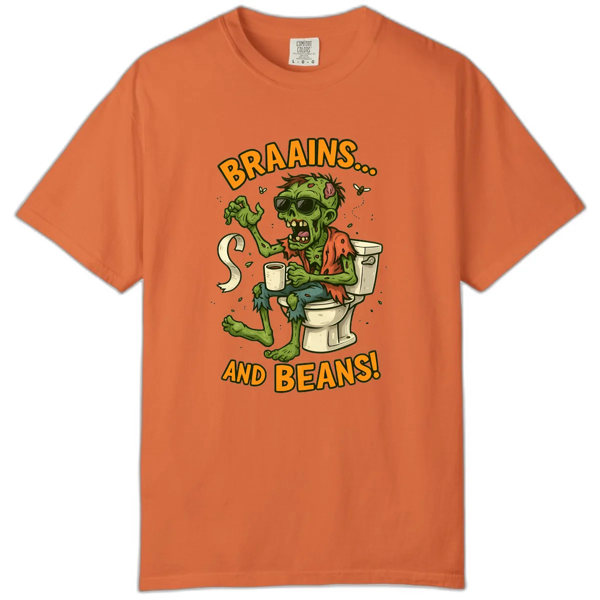Zombie Morning Routine Humor Comfort Color in Burnt Orange