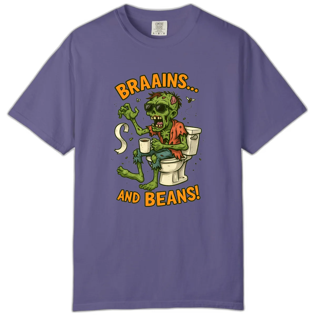 Zombie Morning Routine Humor Comfort Color in Grape