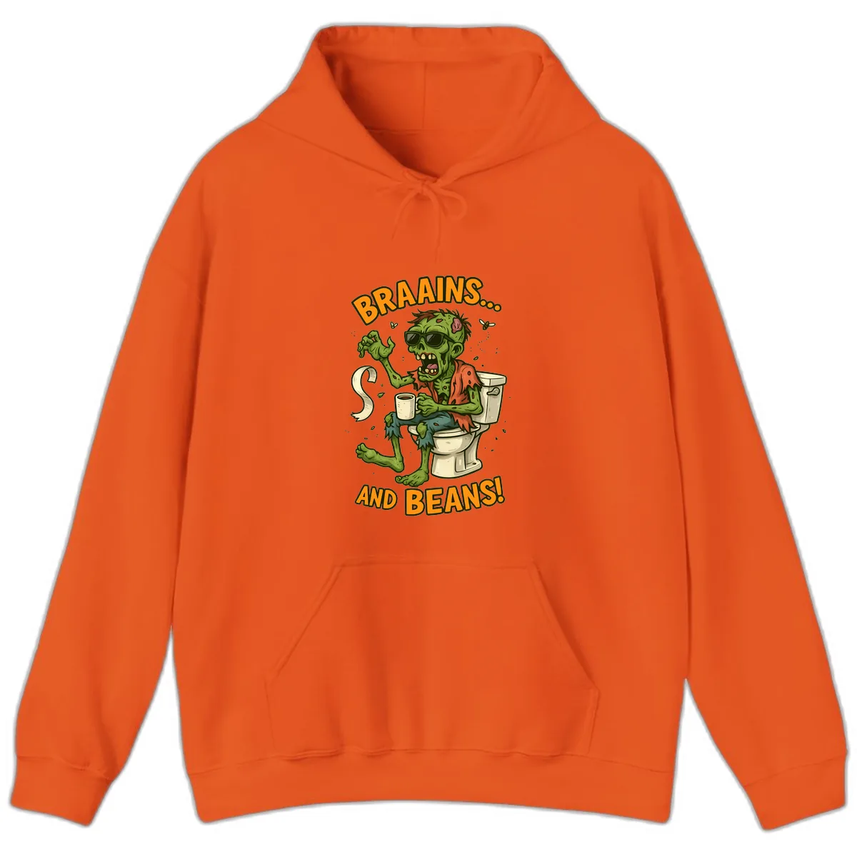 Zombie Morning Routine Humor Hoodie in Orange