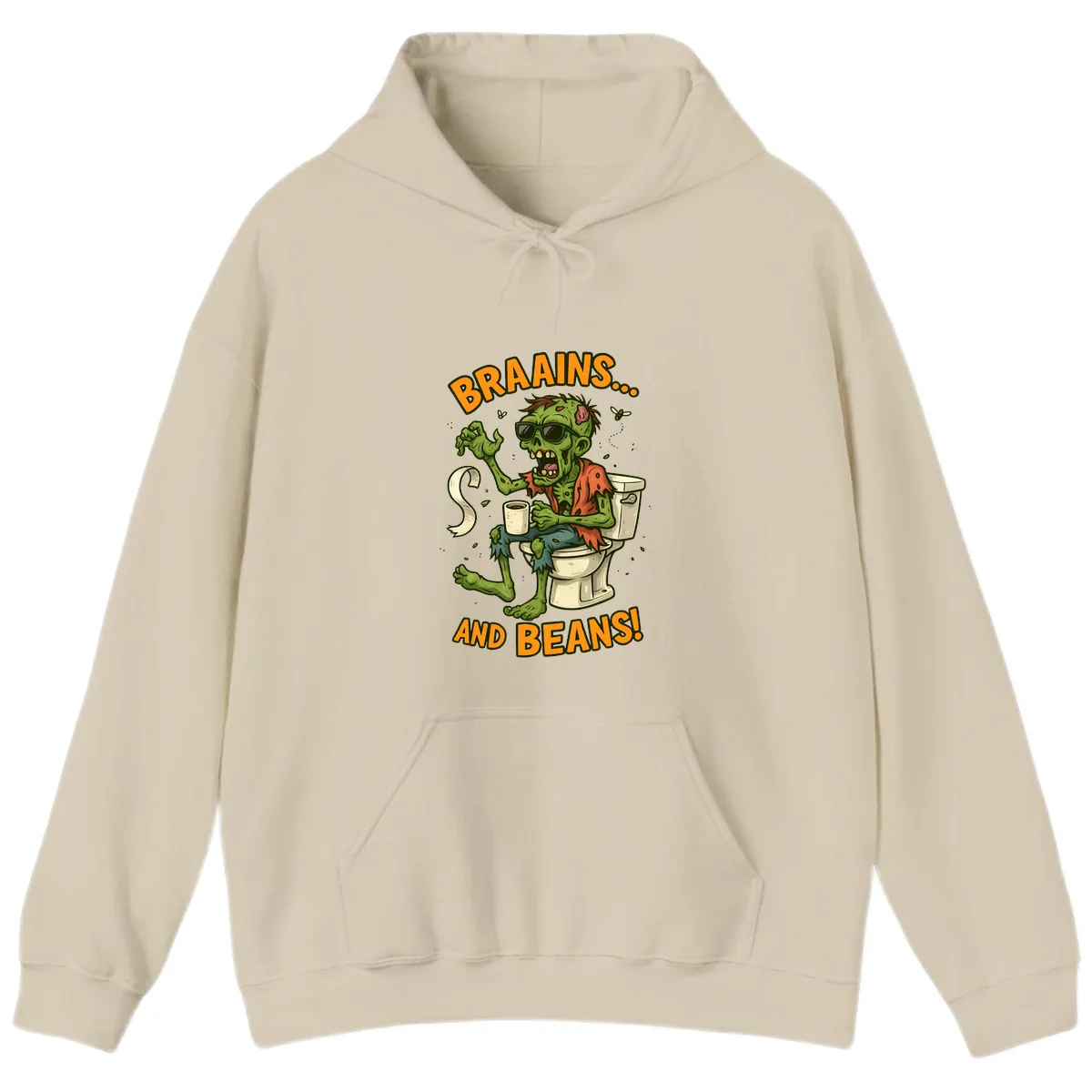 Zombie Morning Routine Humor Hoodie in Sand