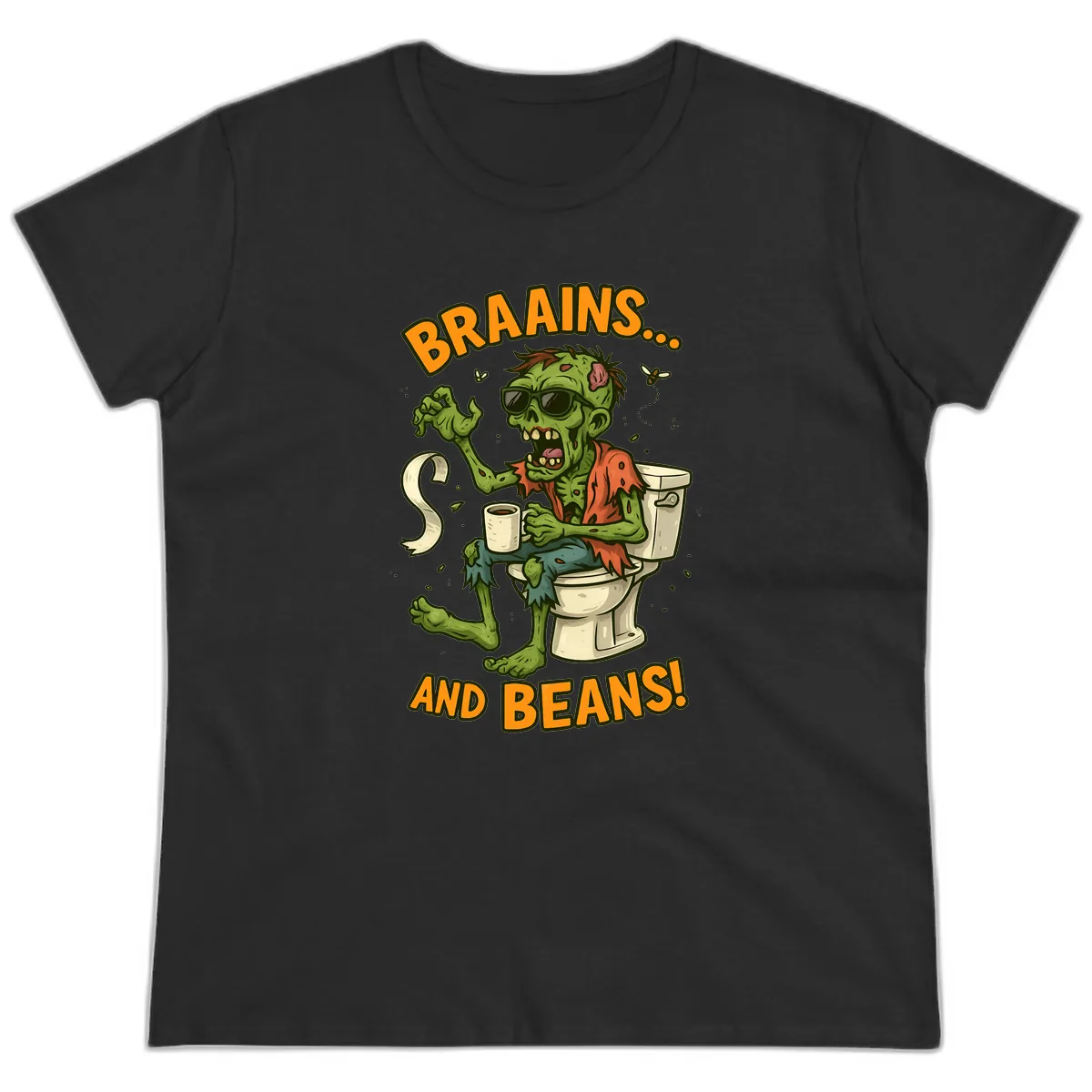 Zombie Morning Routine Humor Ladies Tee in Black