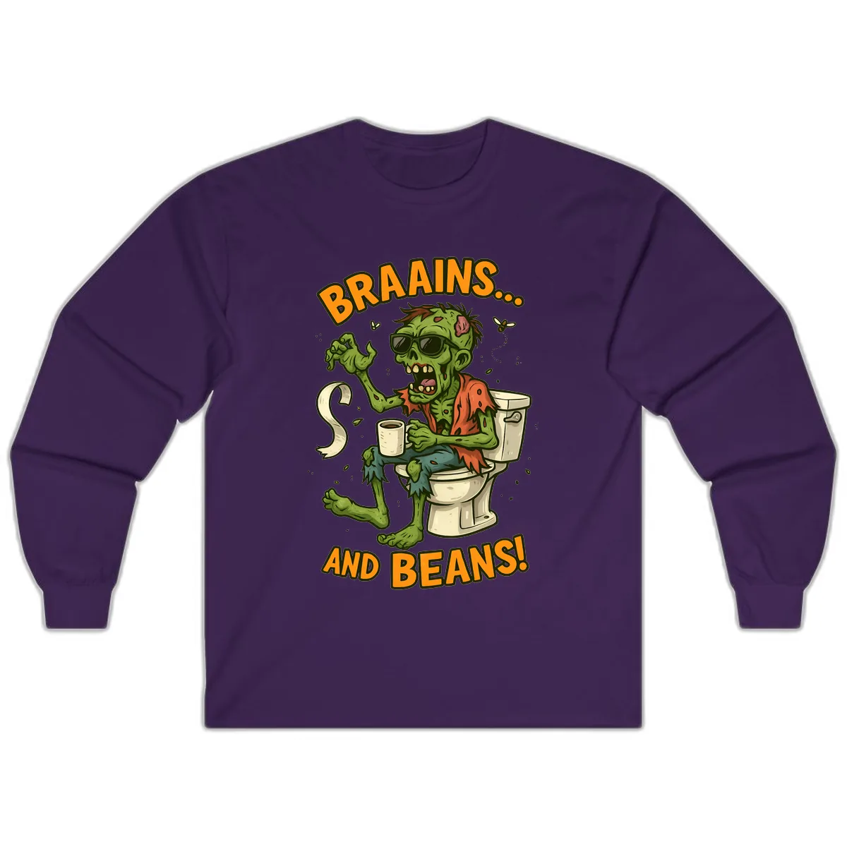 Zombie Morning Routine Humor Long Sleeve in Purple