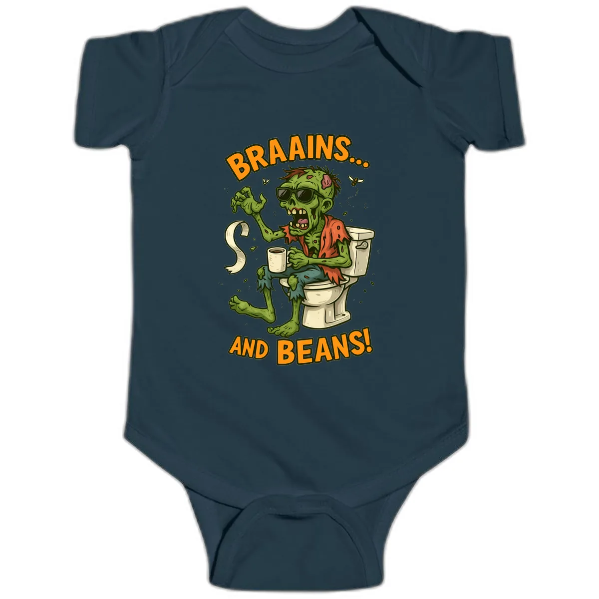 Zombie Morning Routine Humor Baby Onesie in Navy