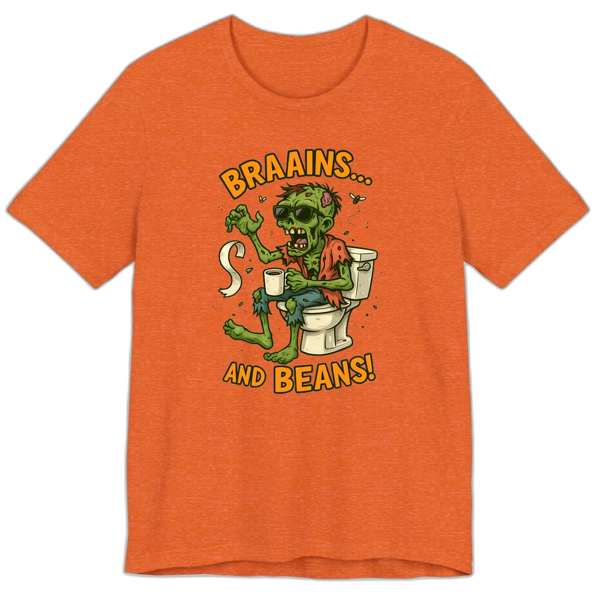Zombie Morning Routine Humor Premium T-Shirt in Heather Orange