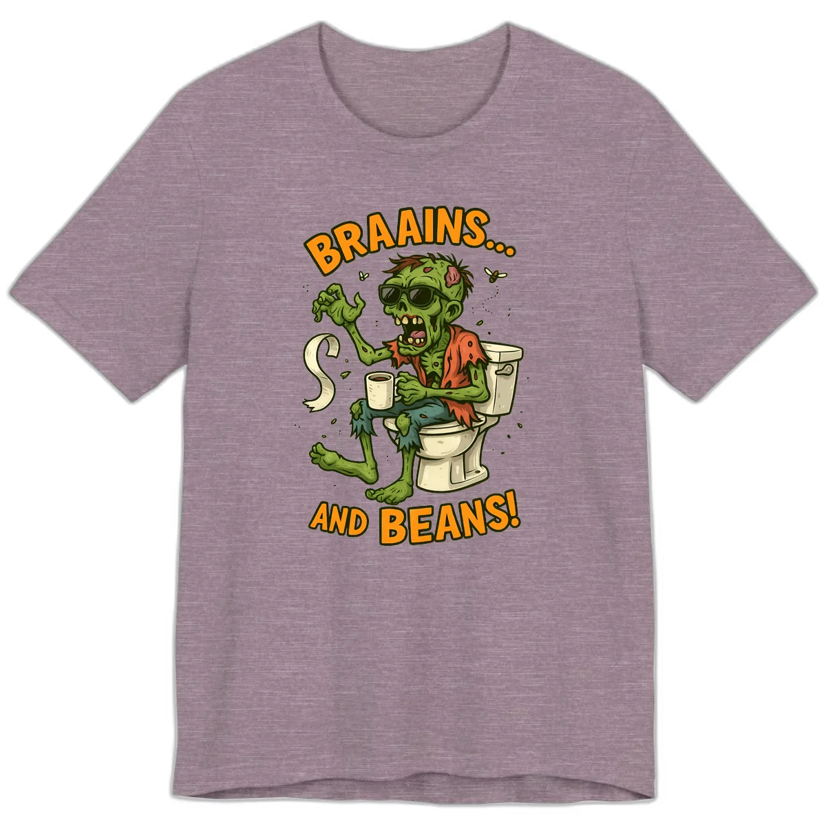 Zombie Morning Routine Humor Premium T-Shirt in Heather Purple