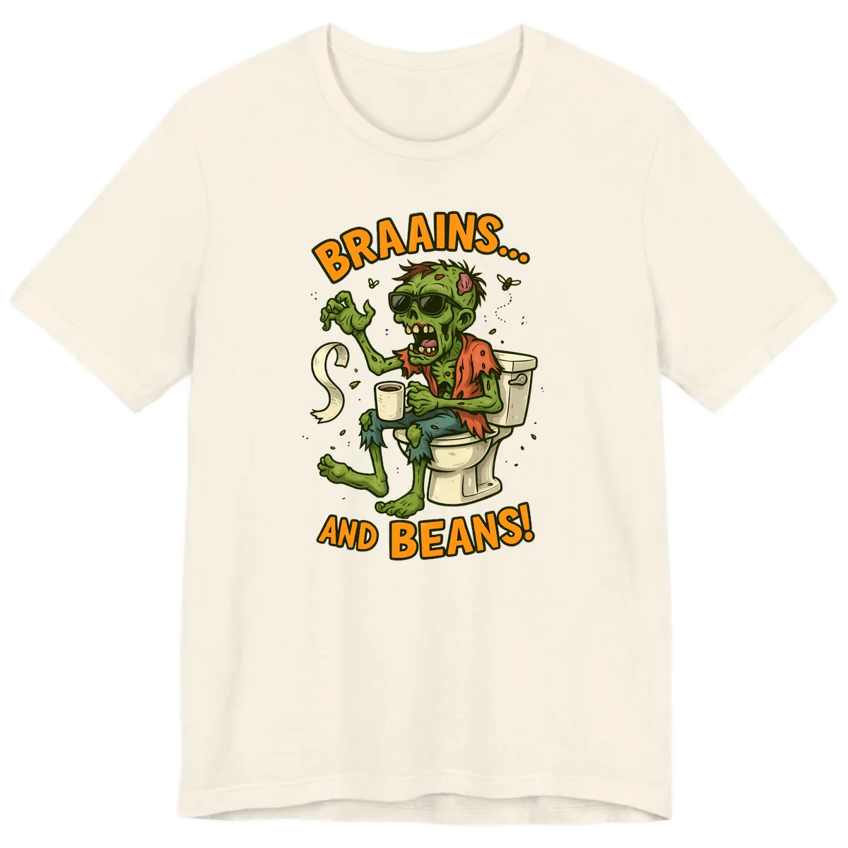 Zombie Morning Routine Humor Premium T-Shirt in Natural