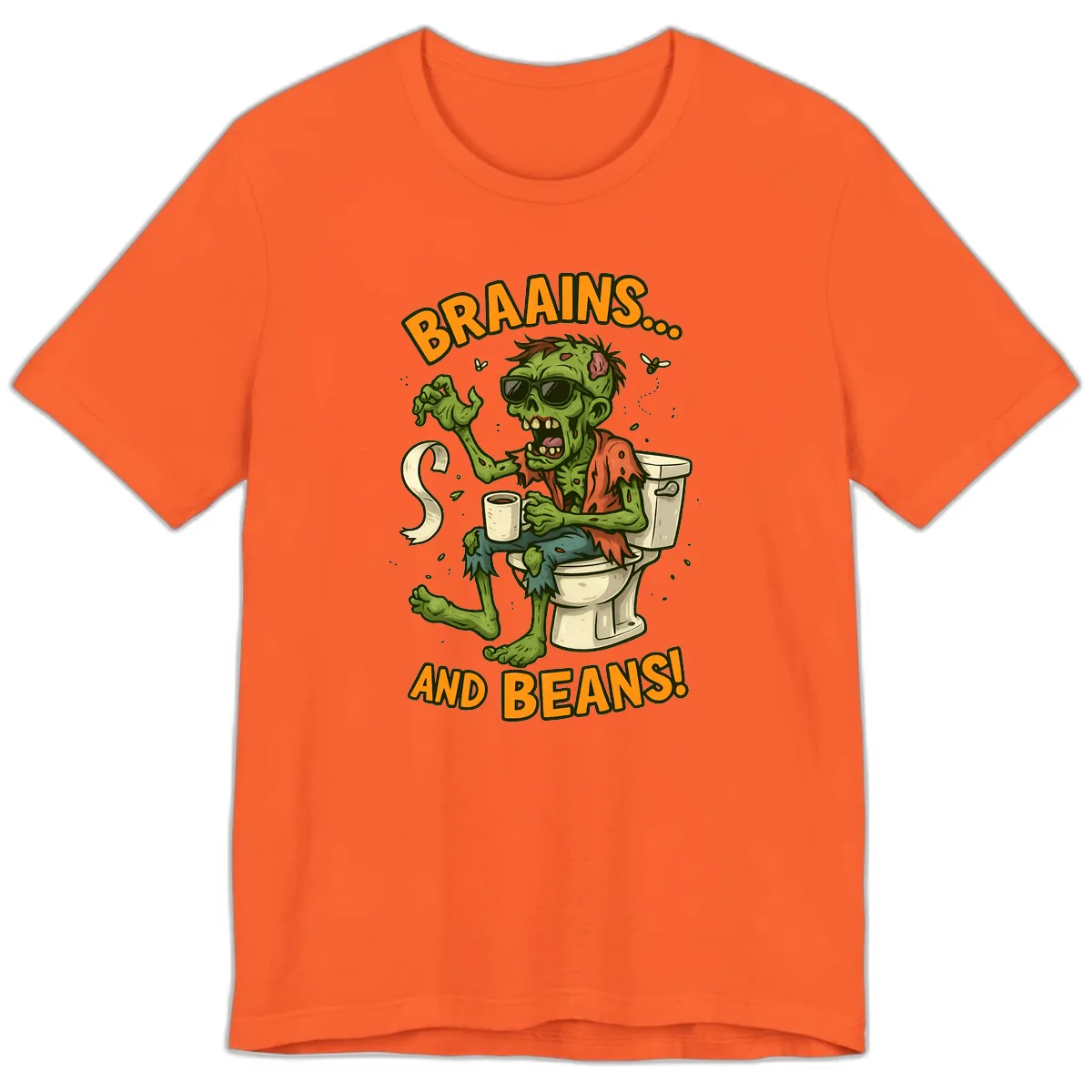 Zombie Morning Routine Humor Premium T-Shirt in Orange