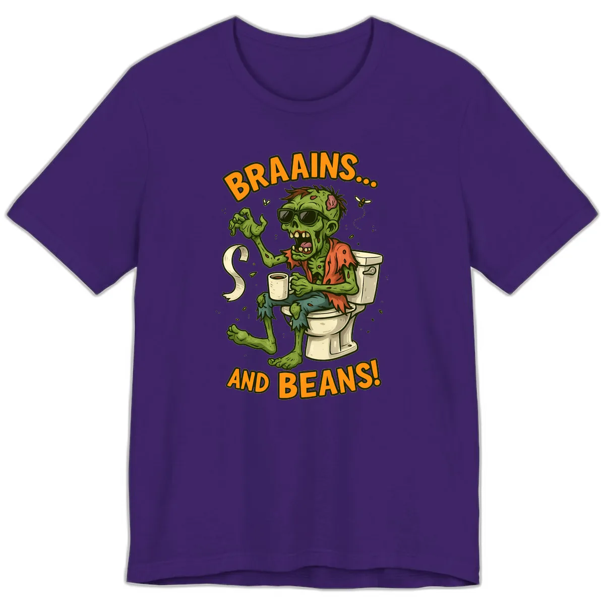 Zombie Morning Routine Humor Premium T-Shirt in Team Purple