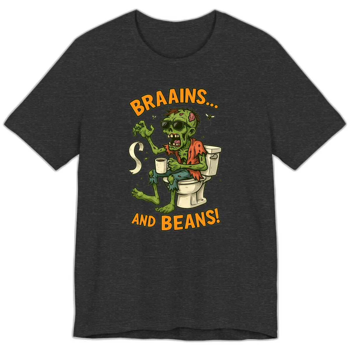Zombie Morning Routine Humor Premium T-Shirt in Dark Grey Heather