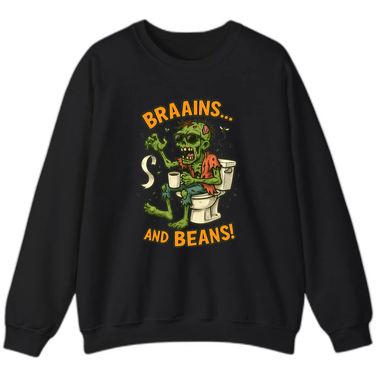 Zombie Morning Routine Humor Sweatshirt in Black
