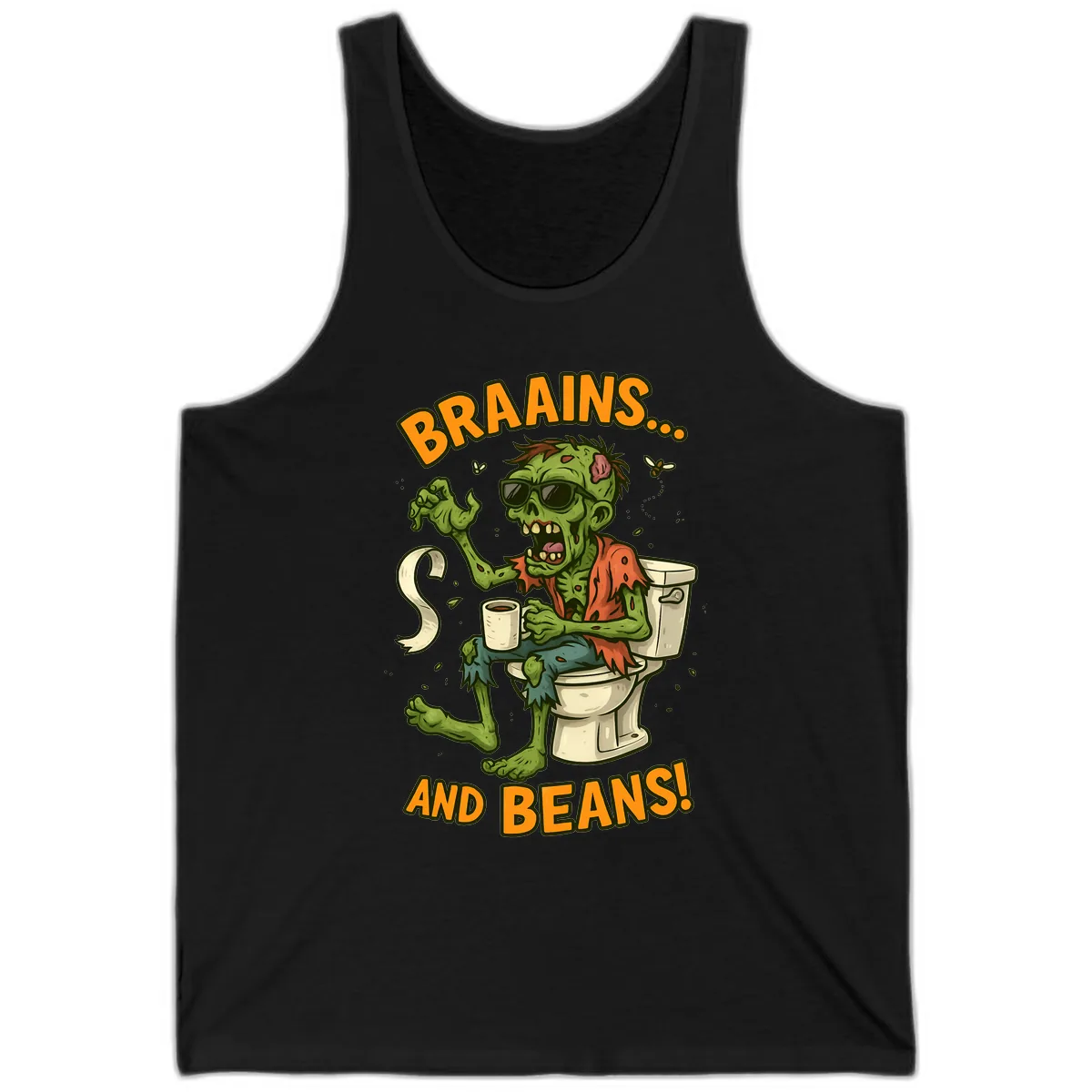 Zombie Morning Routine Humor Tank in Black