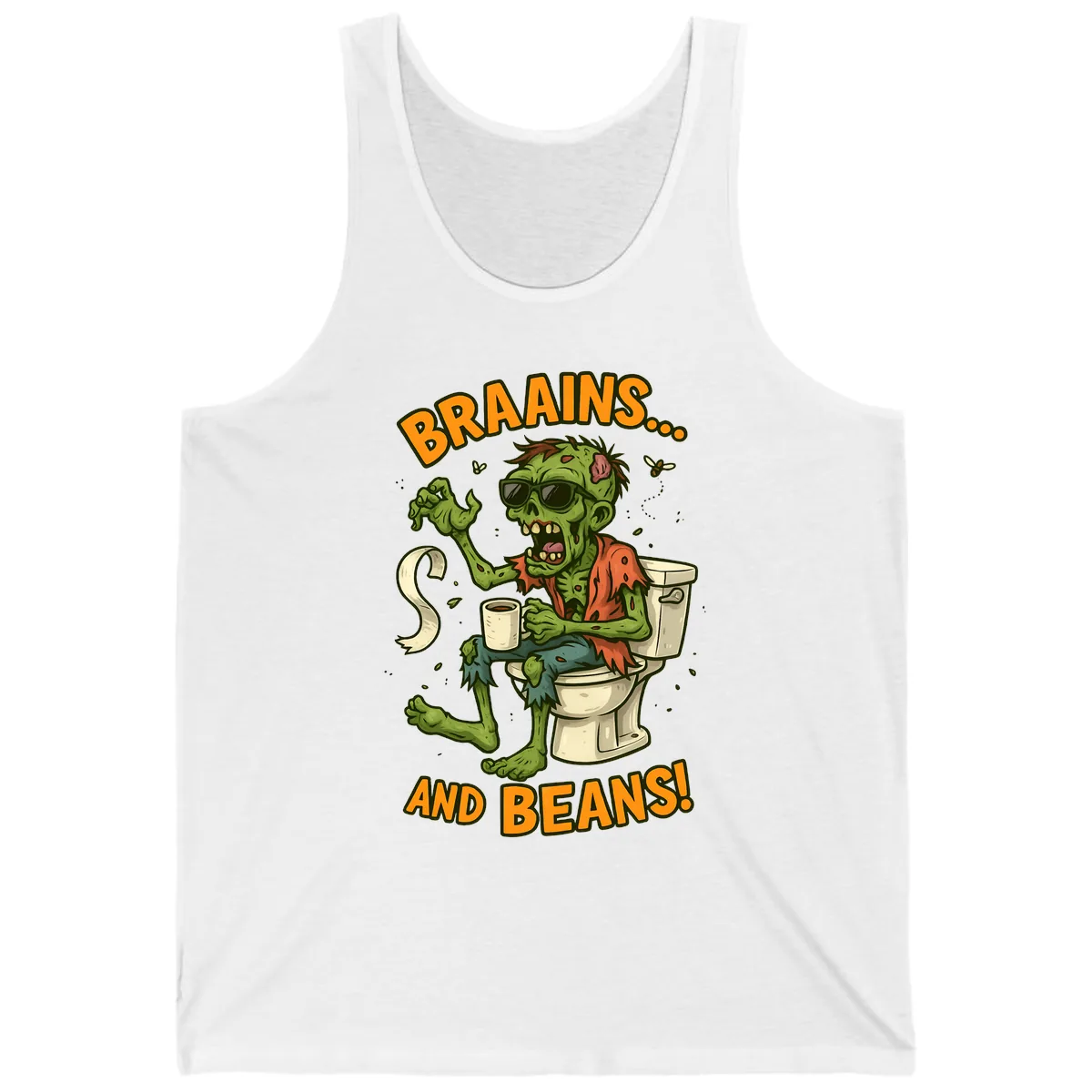 Zombie Morning Routine Humor Tank in White