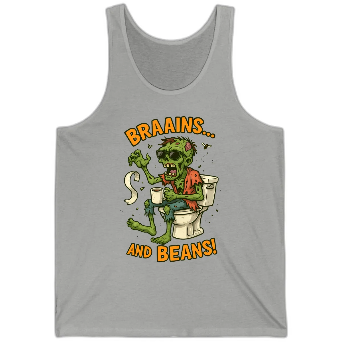 Zombie Morning Routine Humor Tank in Athletic Heather
