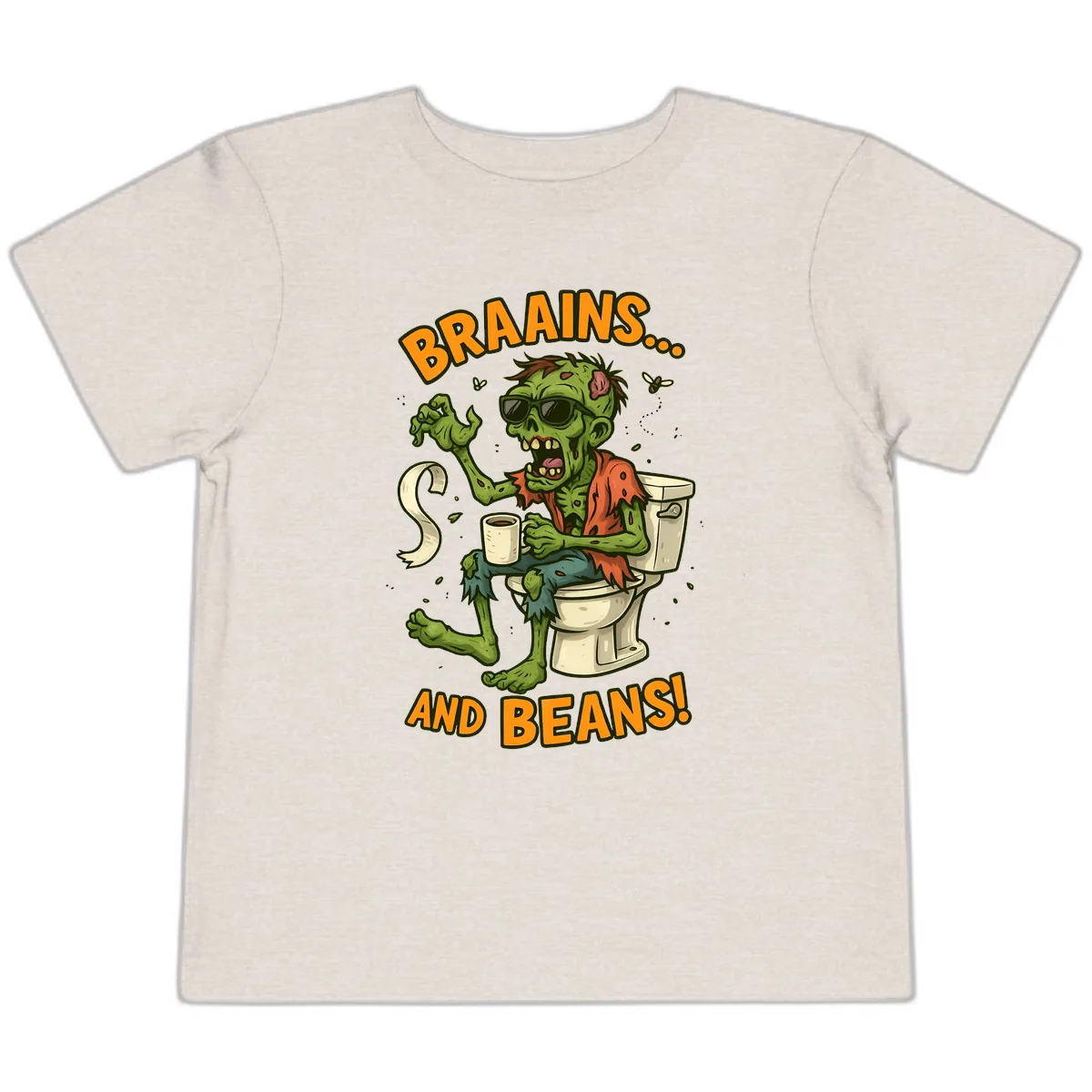 Zombie Morning Routine Humor Toddler T-Shirt in Heather Dust