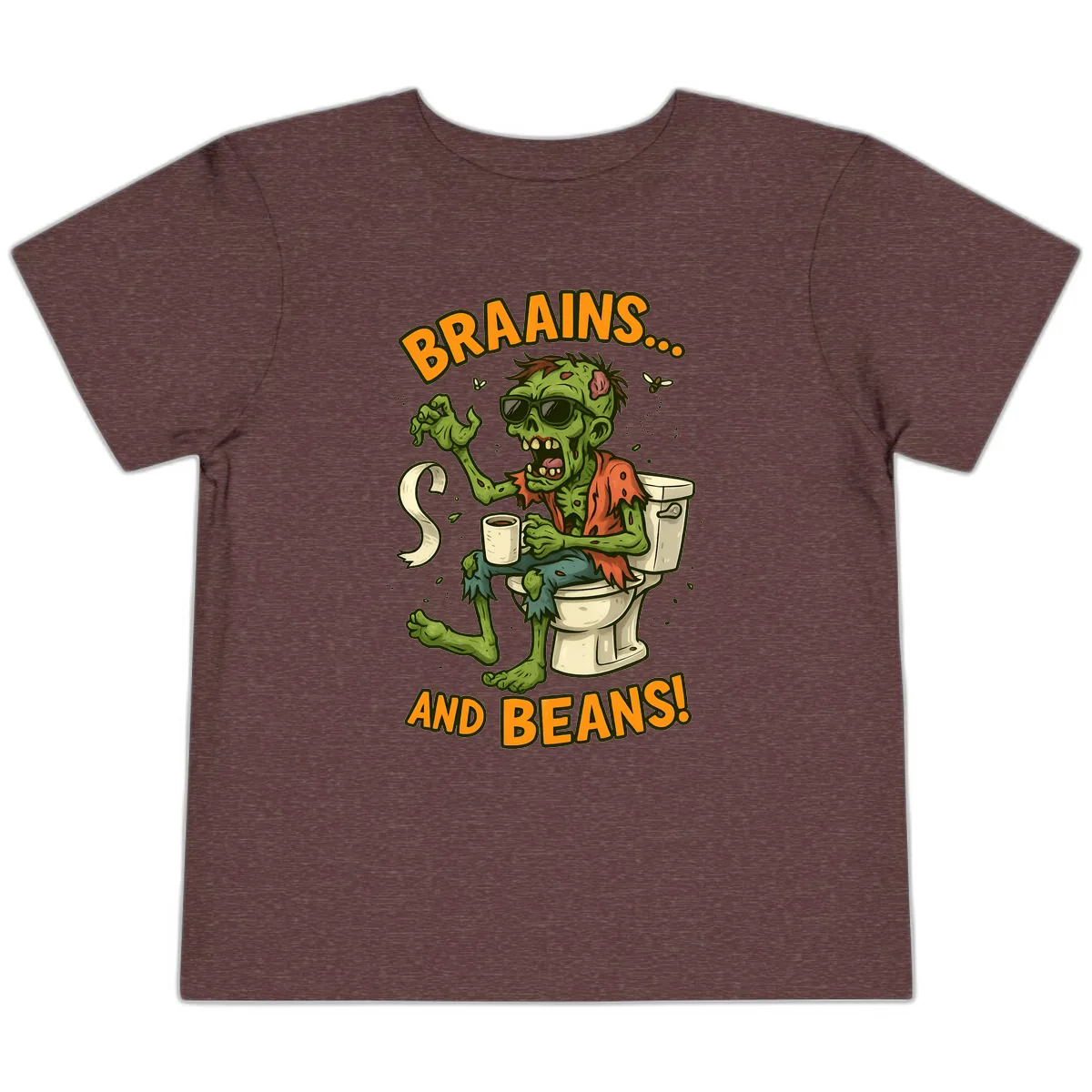 Zombie Morning Routine Humor Toddler T-Shirt in Heather Maroon