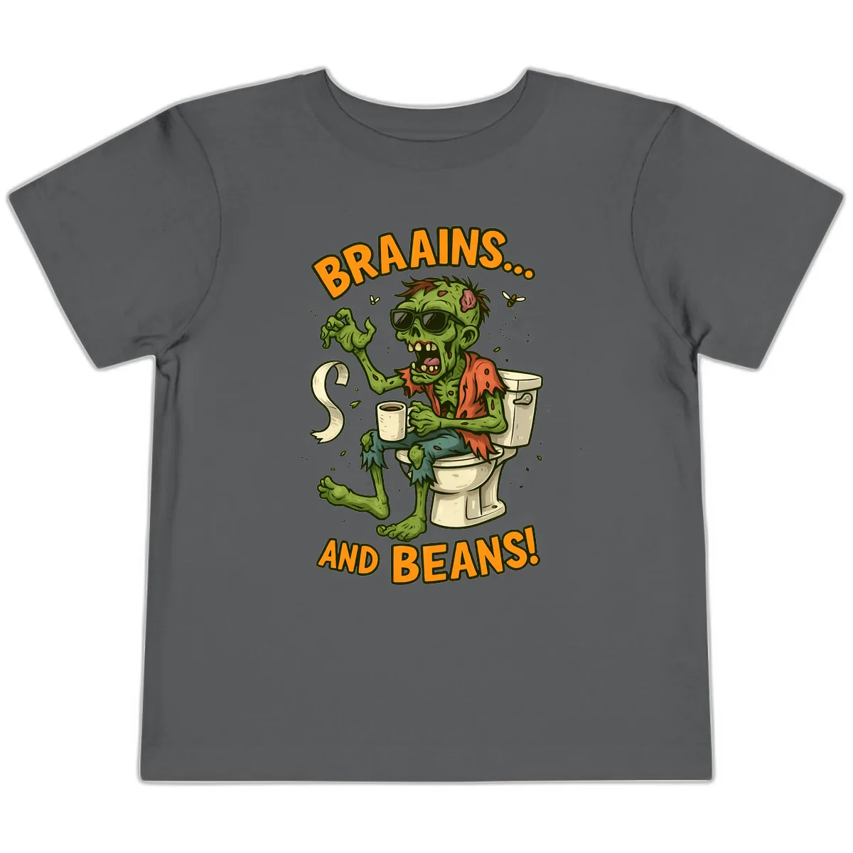 Zombie Morning Routine Humor Toddler T-Shirt in Asphalt