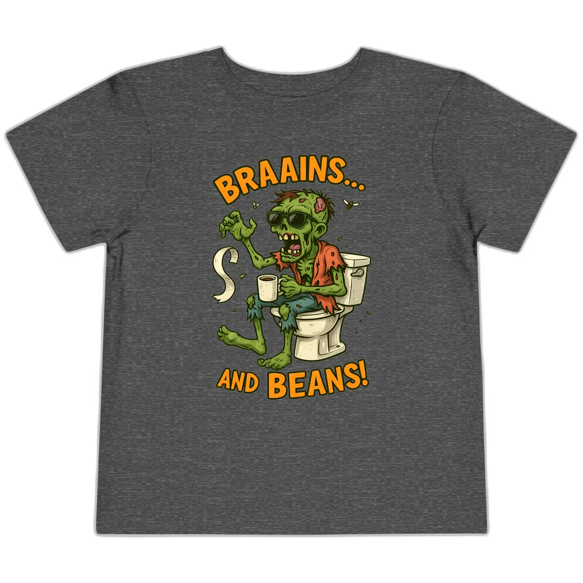Zombie Morning Routine Humor Toddler T-Shirt in Dark Heather Grey