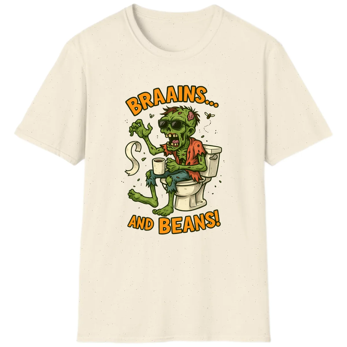 Zombie Morning Routine Humor T-Shirt in Natural