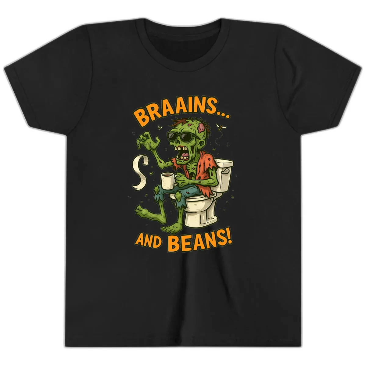 Zombie Morning Routine Humor Youth T-Shirt in Black