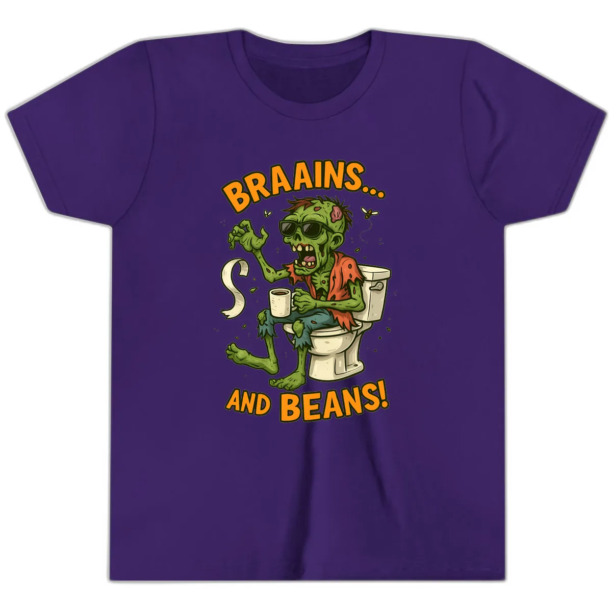 Zombie Morning Routine Humor Youth T-Shirt in Team Purple