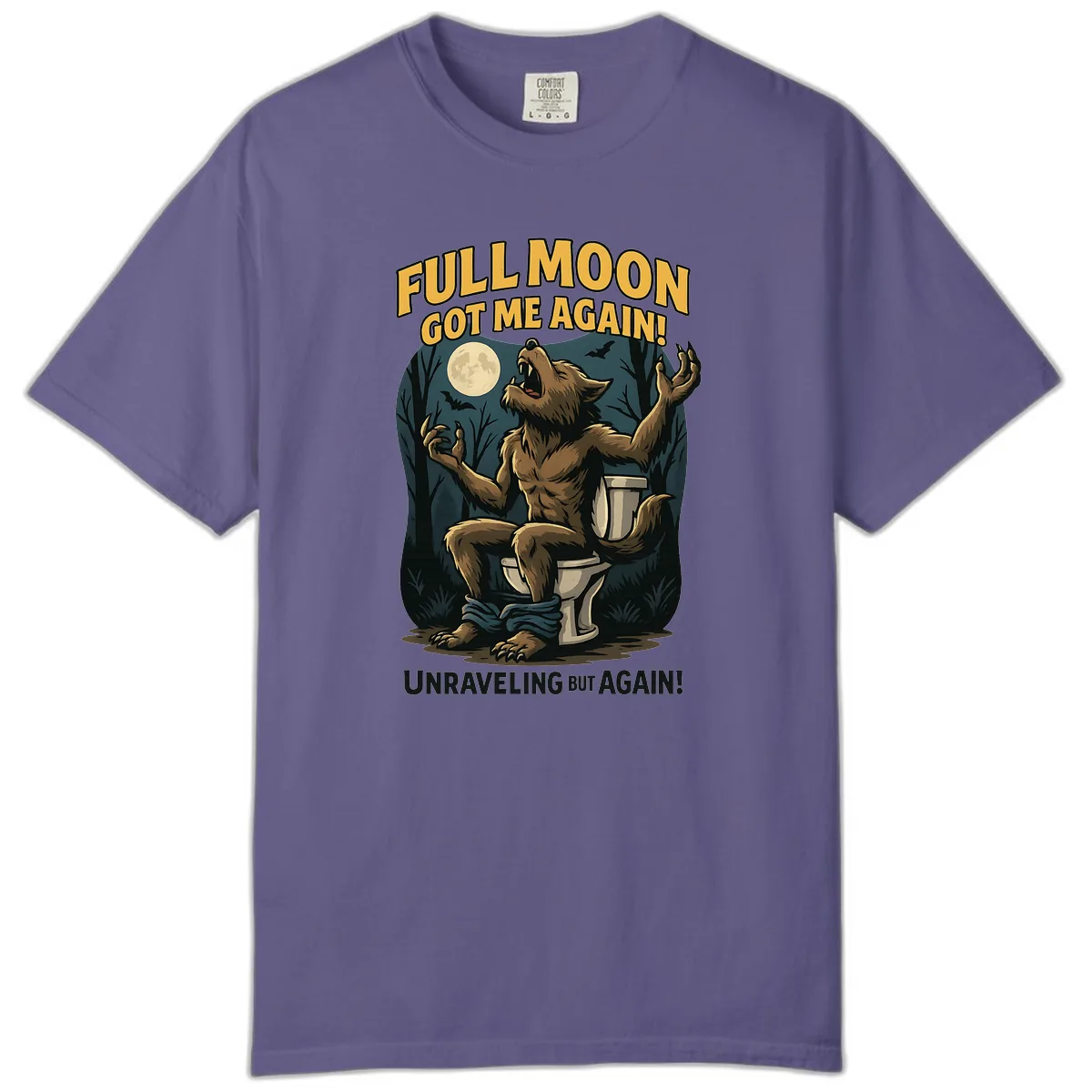 Full Moon Werewolf Toilet Humor Comfort Color in Grape