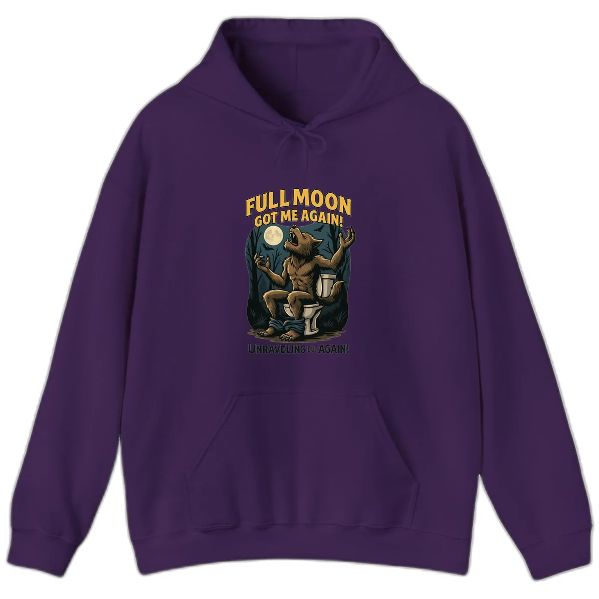 Full Moon Werewolf Toilet Humor Hoodie in Purple
