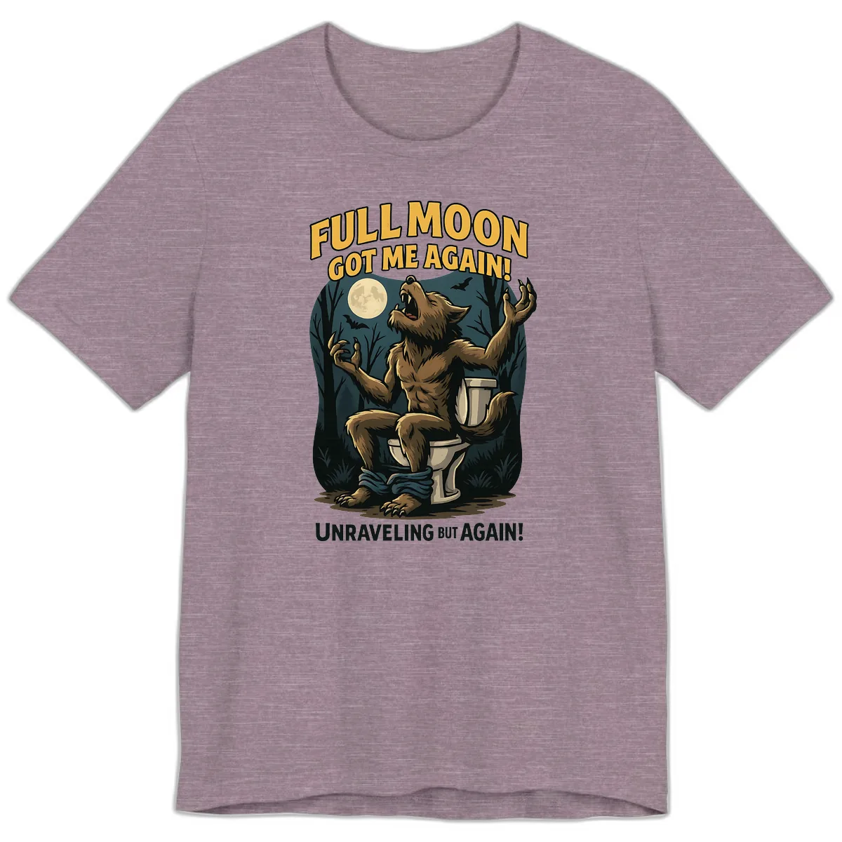 Full Moon Werewolf Toilet Humor Premium T-Shirt in Heather Purple