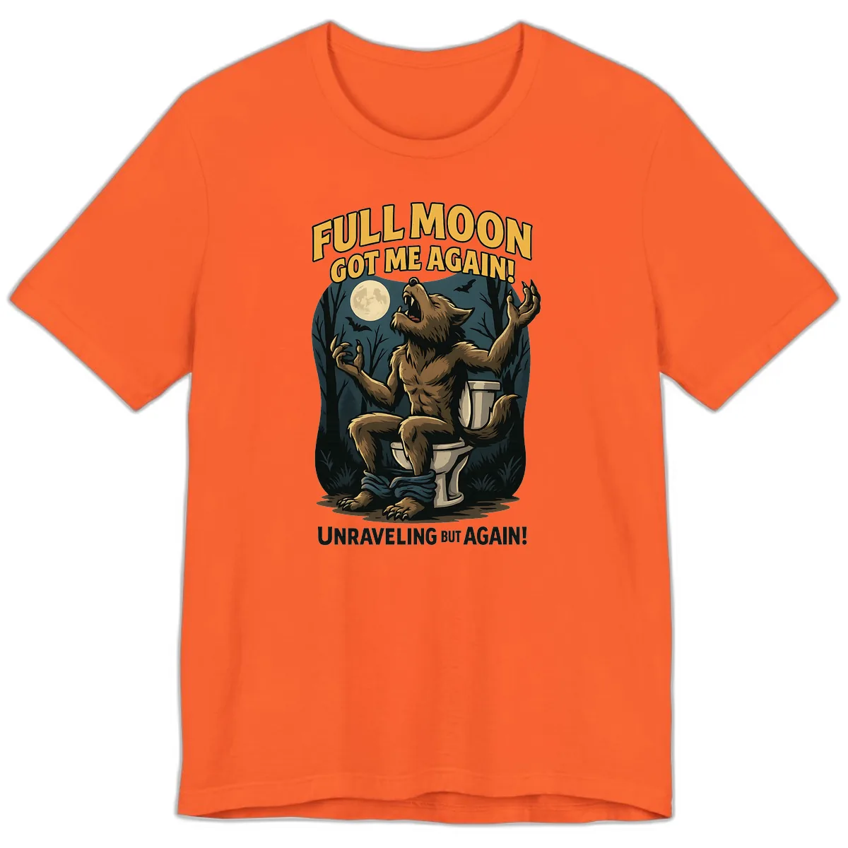 Full Moon Werewolf Toilet Humor Premium T-Shirt in Orange