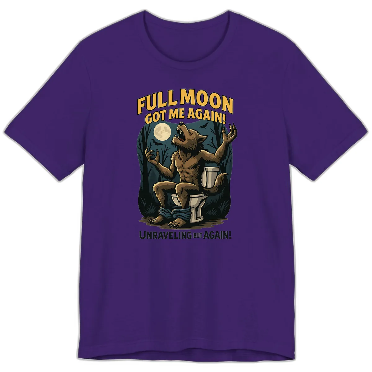 Full Moon Werewolf Toilet Humor Premium T-Shirt in Team Purple