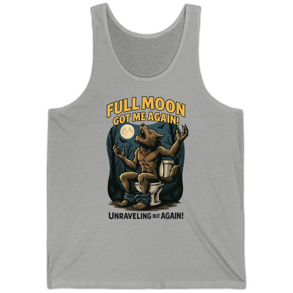 Full Moon Werewolf Toilet Humor Tank in Athletic Heather