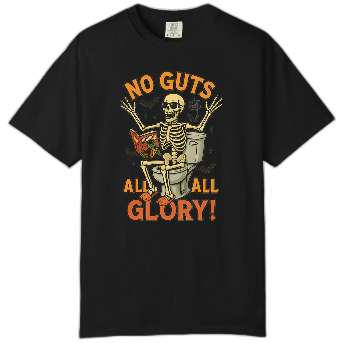 No Guts All Glory Skeleton Toilet Comfort Color in Black