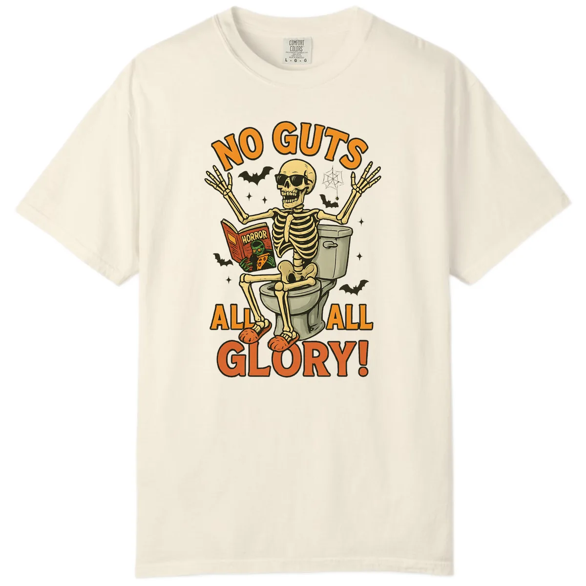 No Guts All Glory Skeleton Toilet Comfort Color in Ivory