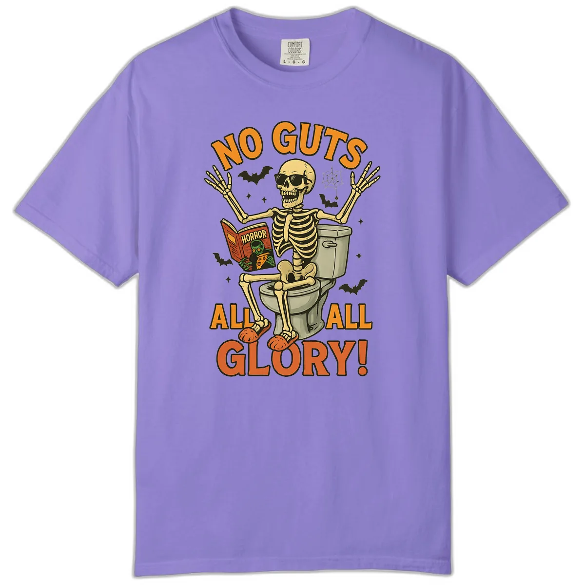 No Guts All Glory Skeleton Toilet Comfort Color in Violet