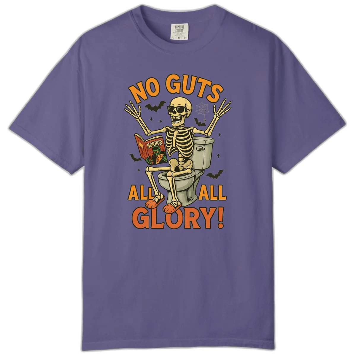 No Guts All Glory Skeleton Toilet Comfort Color in Grape
