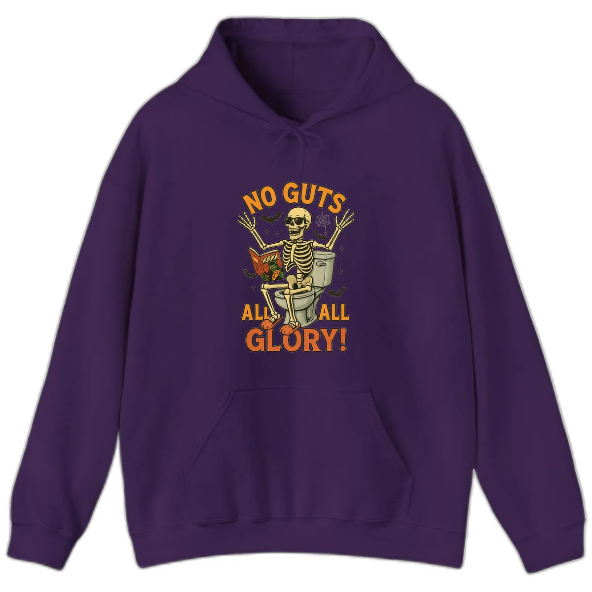 No Guts All Glory Skeleton Toilet Hoodie in Purple
