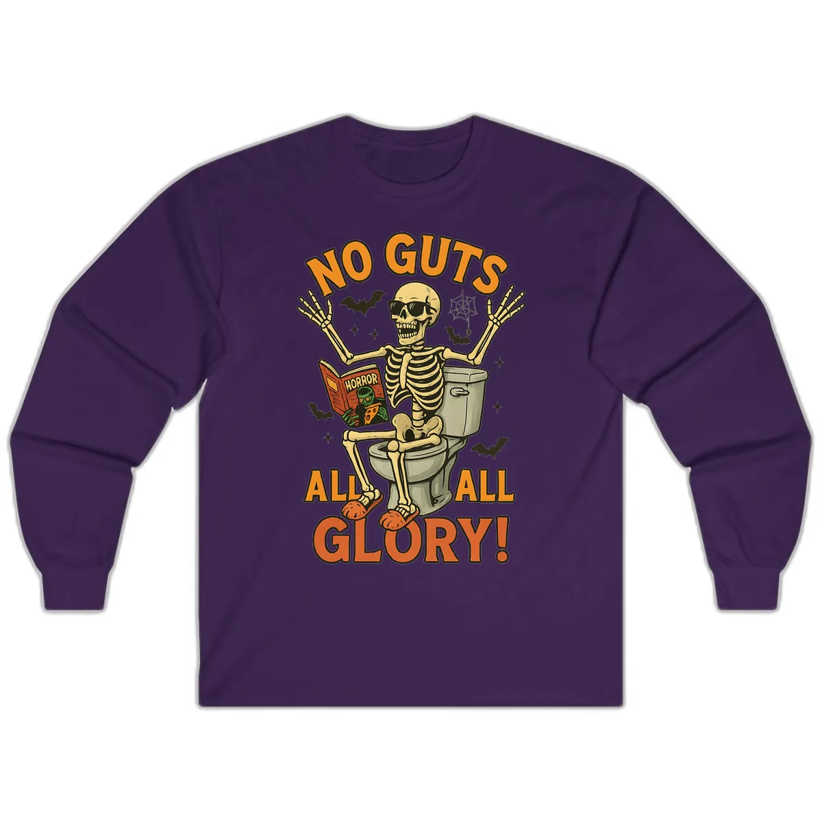 No Guts All Glory Skeleton Toilet Long Sleeve in Purple