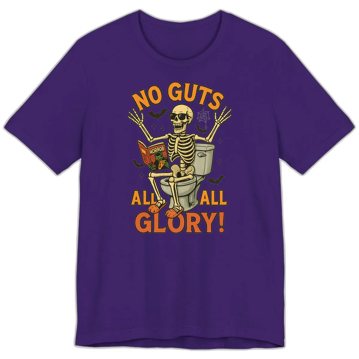 No Guts All Glory Skeleton Toilet Premium T-Shirt in Team Purple