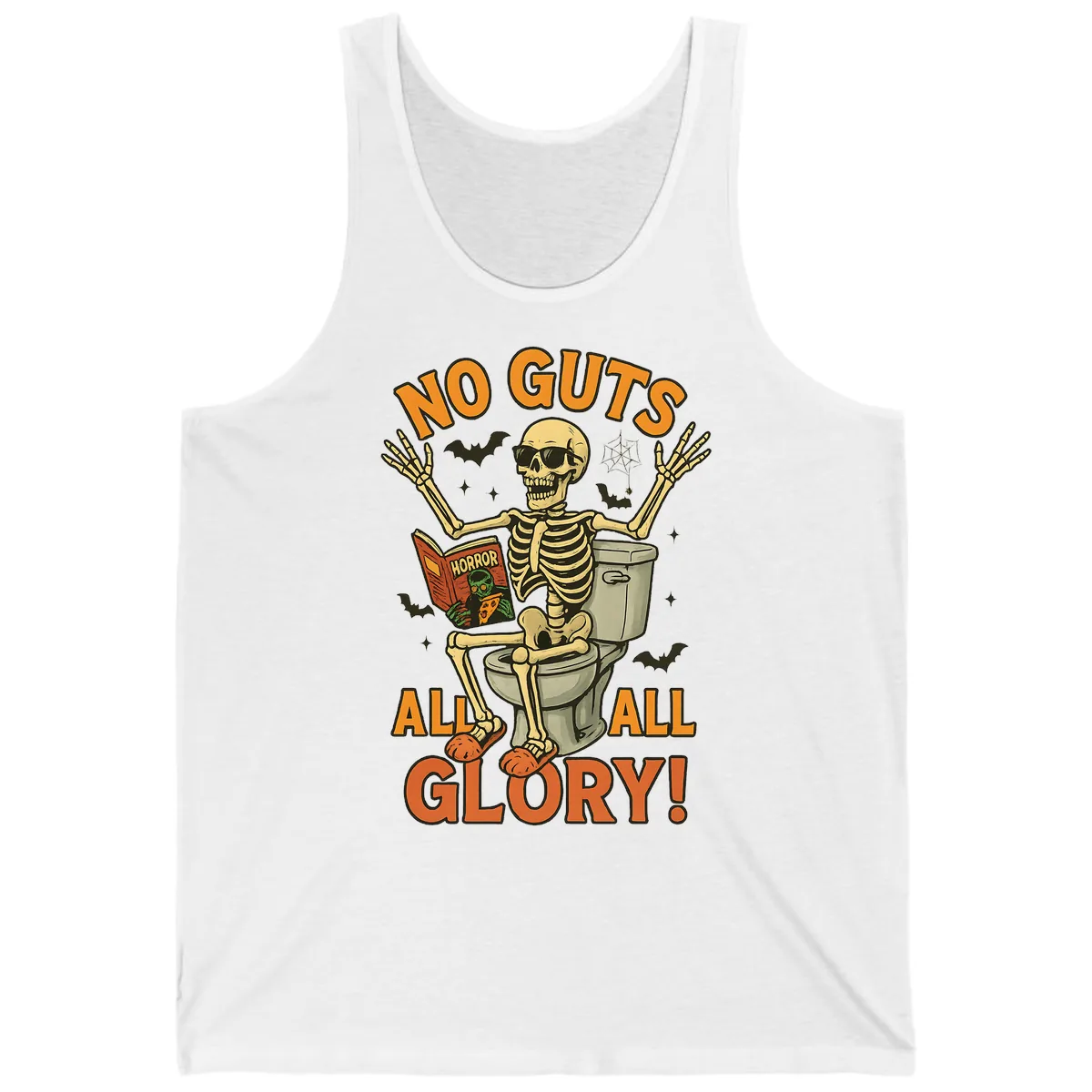 No Guts All Glory Skeleton Toilet Tank in White