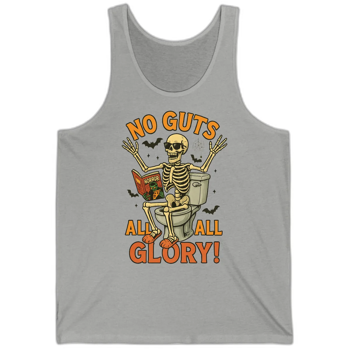 No Guts All Glory Skeleton Toilet Tank in Athletic Heather