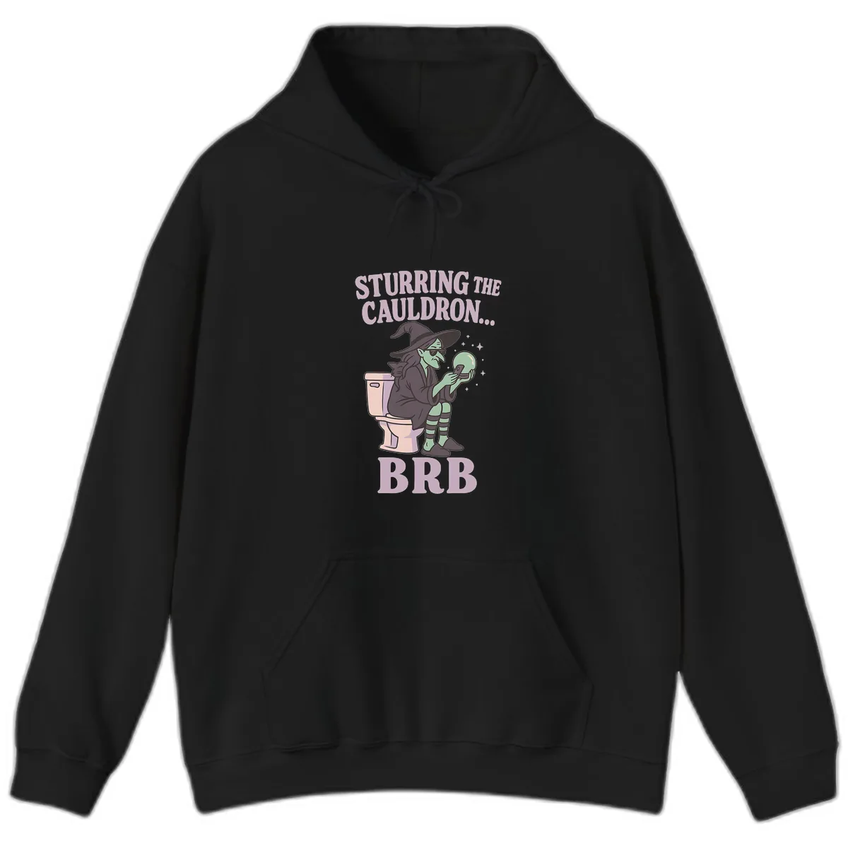 Stirring The Cauldron BRB Witch Hoodie in Black