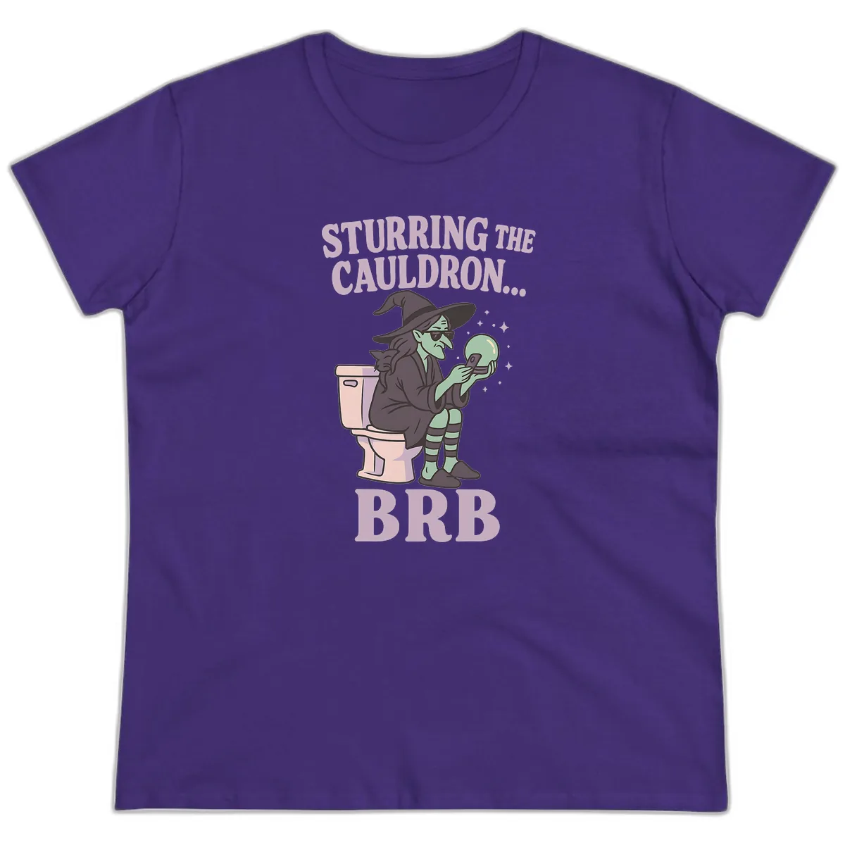 Stirring The Cauldron BRB Witch Ladies Tee in Purple
