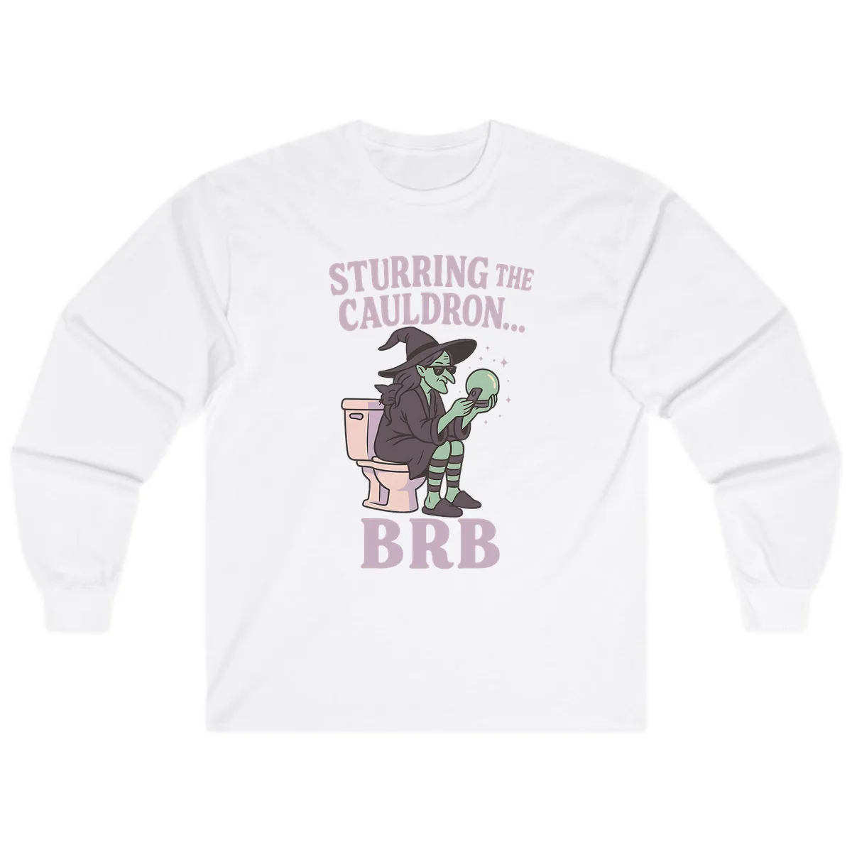 Stirring The Cauldron BRB Witch Long Sleeve in White