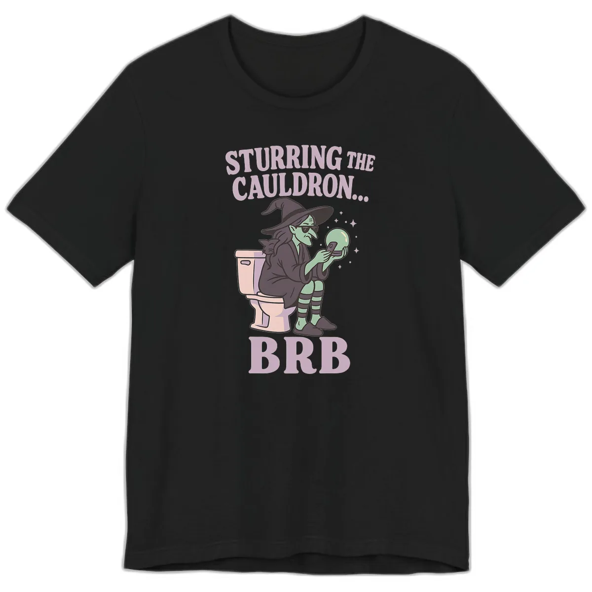 Stirring The Cauldron BRB Witch Premium T-Shirt in Black