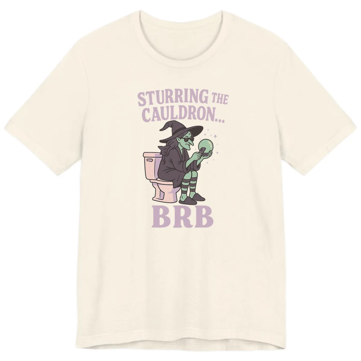 Stirring The Cauldron BRB Witch Premium T-Shirt in Natural