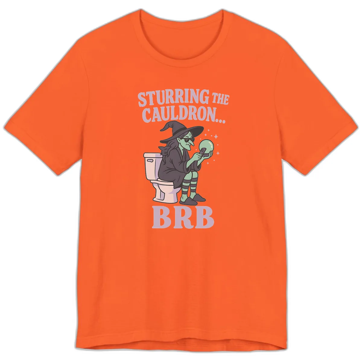Stirring The Cauldron BRB Witch Premium T-Shirt in Orange