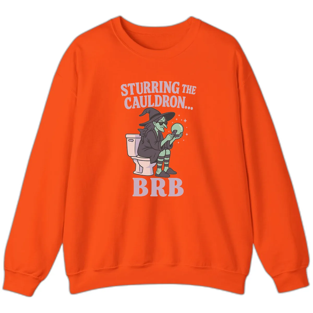 Stirring The Cauldron BRB Witch Sweatshirt in Orange