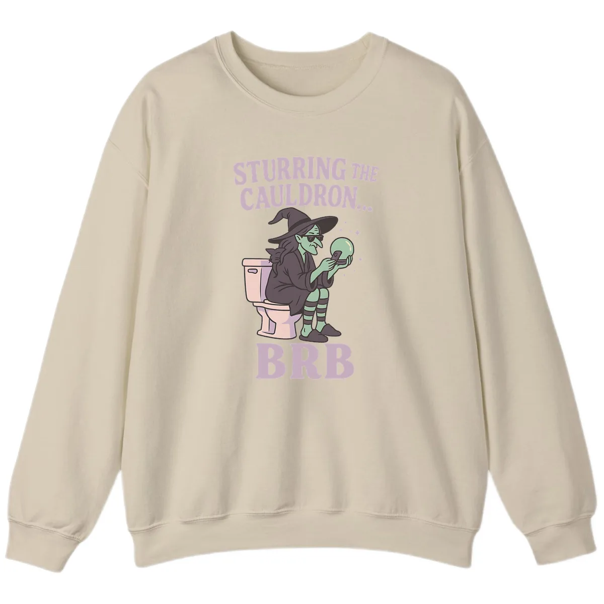 Stirring The Cauldron BRB Witch Sweatshirt in Sand