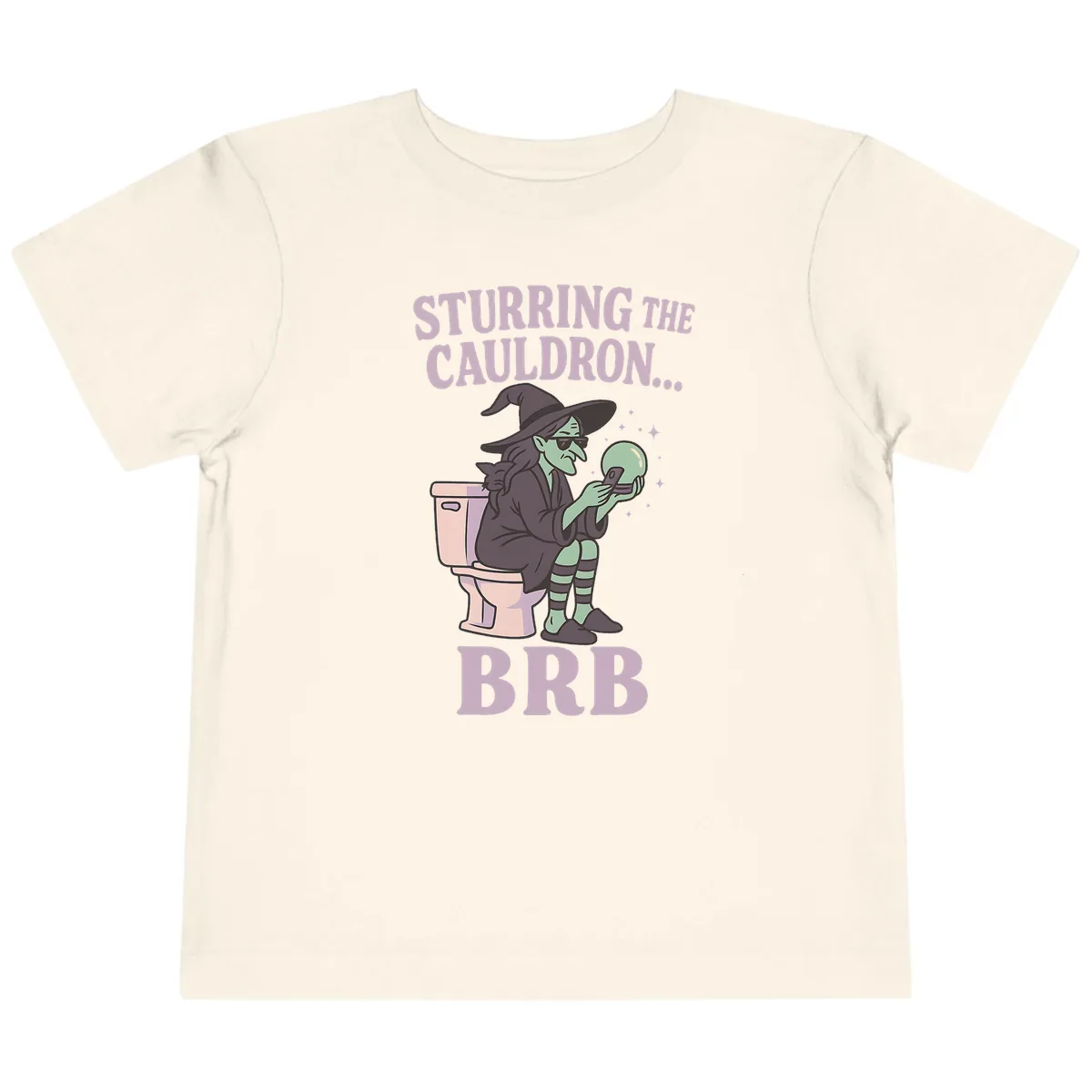 Stirring The Cauldron BRB Witch Toddler T-Shirt in Natural